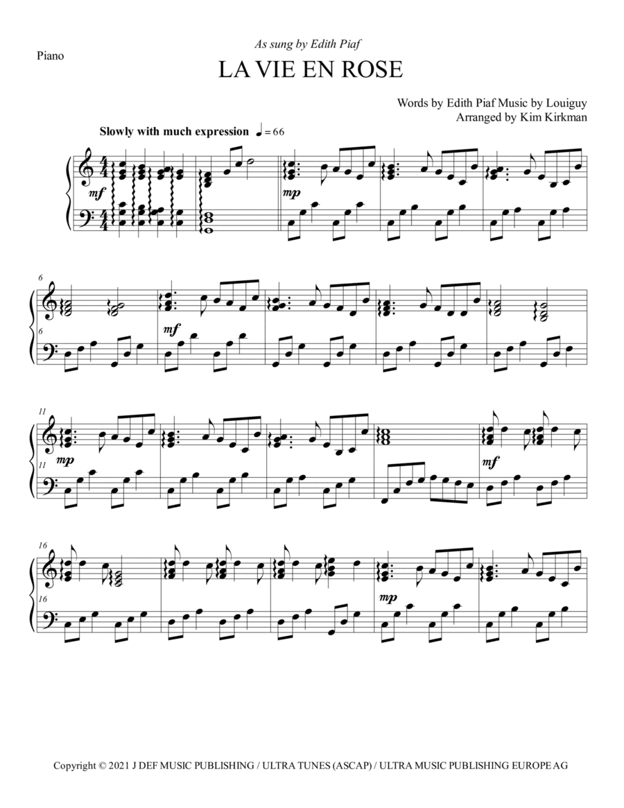 La Vie En Rose (arr. Kim Kirkman)