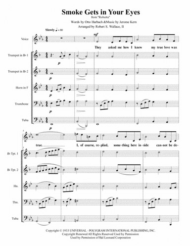 Smoke Gets In Your Eyes (arr. Robert S. Wallace, II)