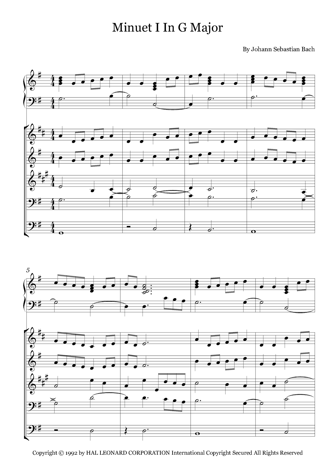 Minuet I In G Major (arr. Fernanda Moura)