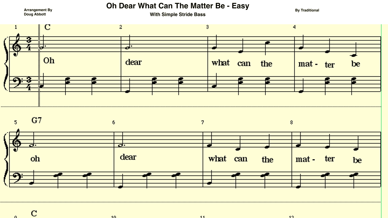 Oh Dear What Can The Matter Be - Easy (arr. Doug Abbott)