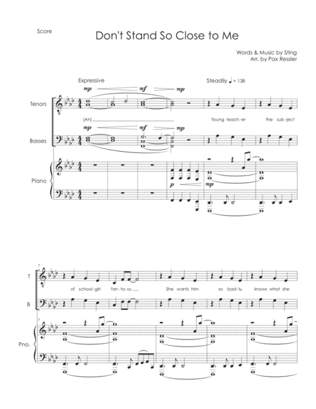Don't Stand So Close To Me '86 (arr. Pax Ressler)