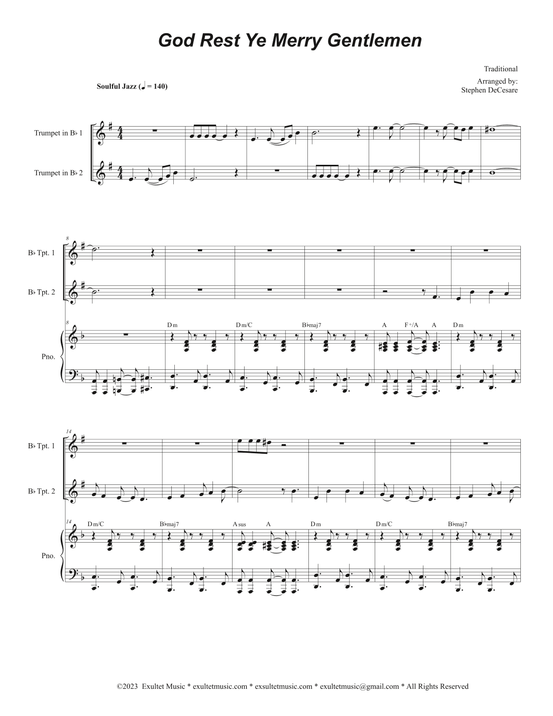 God Rest Ye Merry Gentlemen (Duet for Bb-Trumpet) (arr. Stephen DeCesare)