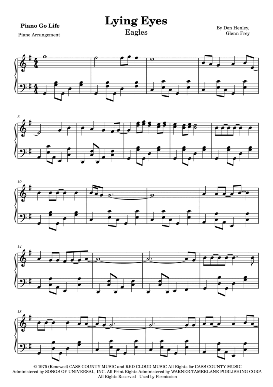 Lyin' Eyes (arr. Piano Go Life)