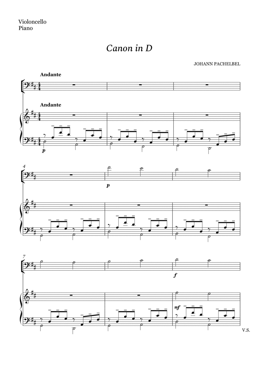 Canon in D For Cello And Piano (arr. Cássio Silva Chaves)