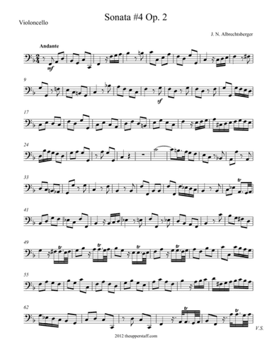 Sonata #4, Op. 2 for String Quartet (arr. theupperstaff.com)