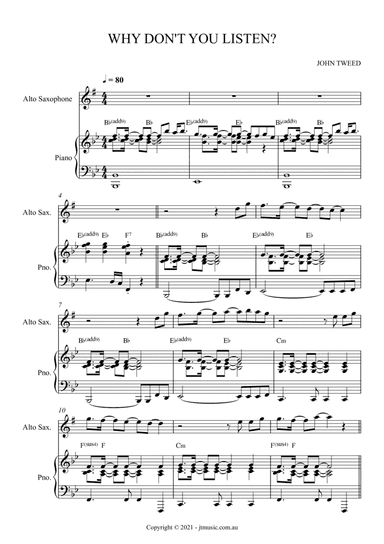 I Need To See Him for Alto Sax and Piano