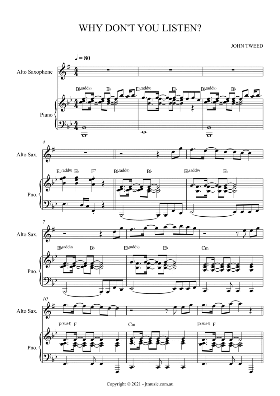 I Need To See Him for Alto Sax and Piano
