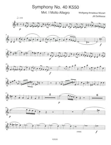 Mozart Symphony No. 40 in G minor, Movement 1 Trumpet 1 only (arr. Jill DeWeese)