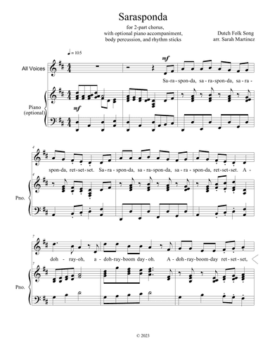 Sarasponda (2-Part, Accompanied or Unaccompanied) (arr. Sarah Martinez)