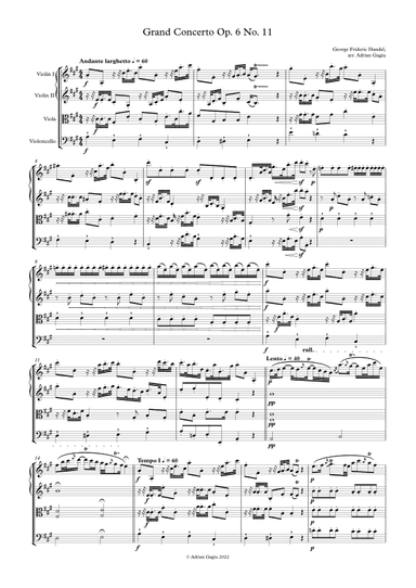 Concerto grosso in A major op. 6 no. 11 (arr. Adrian Gagiu)