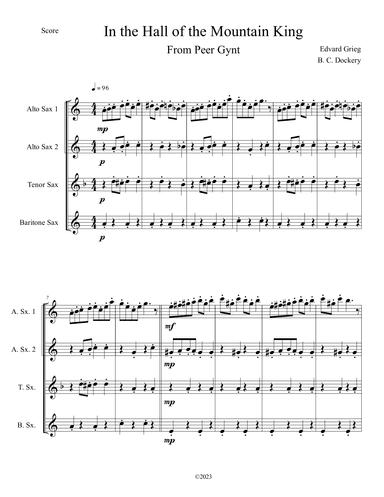 In the Hall of the Mountain King (Sax Quartet) (arr. B. C. Dockery)