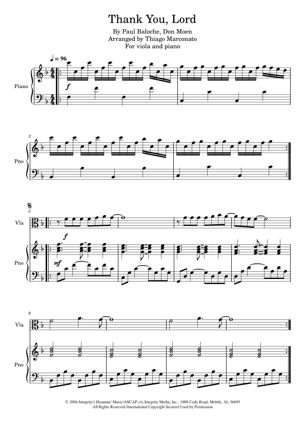 Thank You, Lord (arr. Thiago Marconato)