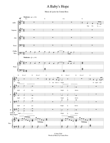 A Baby's Hope original Christmas song - SATB, piano and optional cello