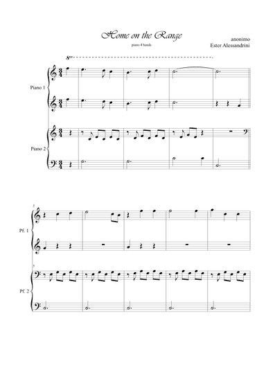Home on the Range. Piano 4 hands (arr. Ester Alessandrini)