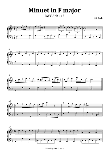 Minuet in F major, BWV Anh 113 (arr. J. S. Bach)