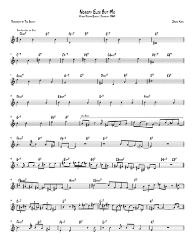 Nobody Else But Me - Kenny Dorham Transcription Bb