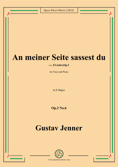 Jenner-An meiner Seite sassest du,in E Major,Op.2 No.6 (arr. OSM Press)