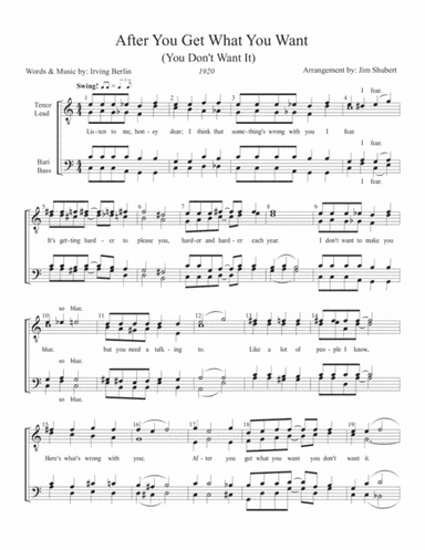 After You Get What You Want (You Don't Want It) (arr. Jim Shubert)