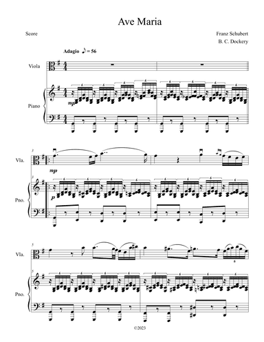 Ave Maria (Viola Solo with Piano Accompaniment) (arr. B. C. Dockery)