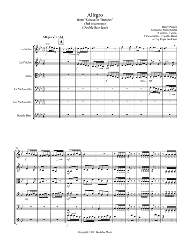 Allegro (from "Sonata for Trumpet") (Bb) (String Sextet - 2 Violins, 1 Viola, 2 Cellos, 1 Bass) (Dou (arr. Regis Bookshar)