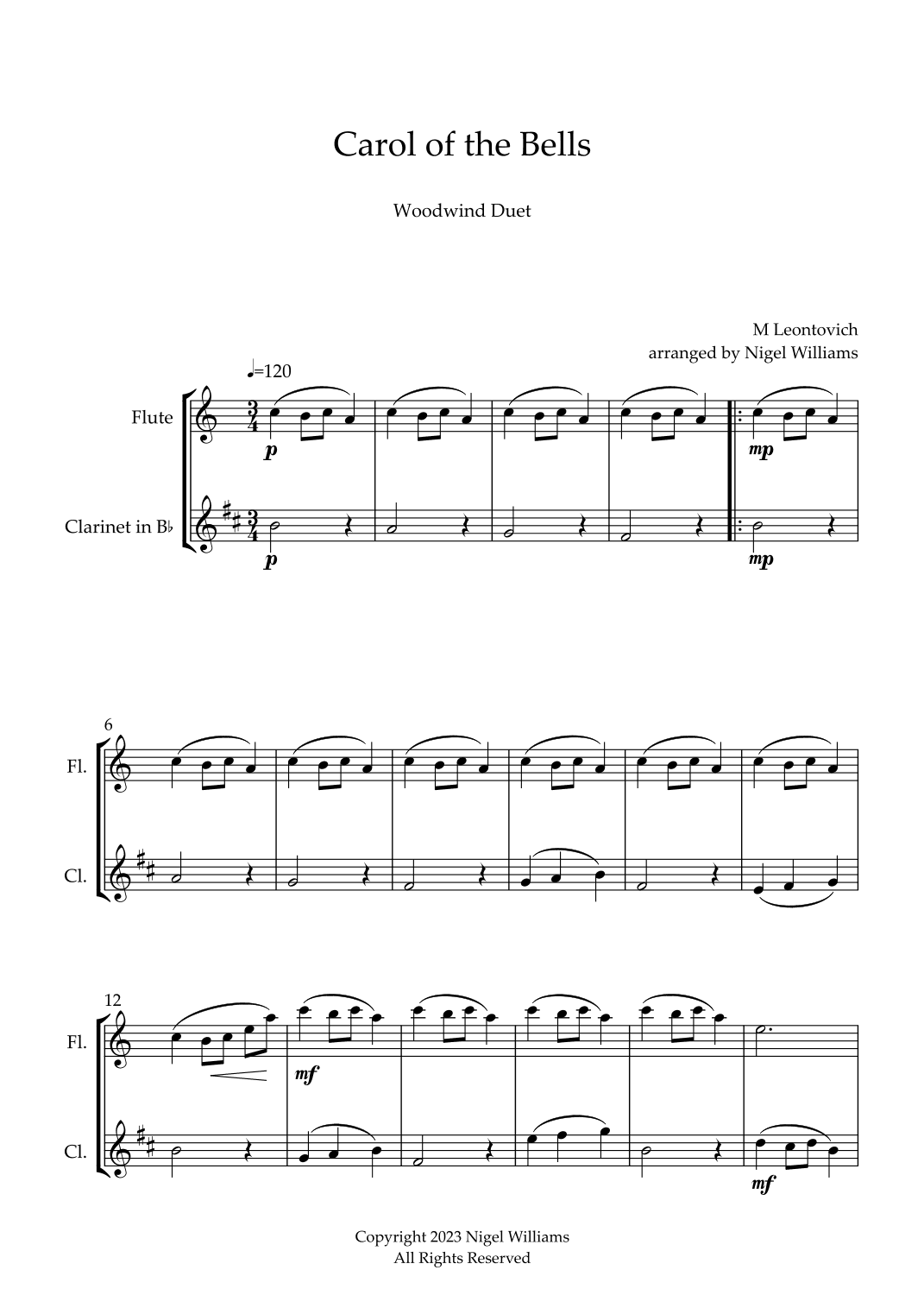 Carol of the Bells (arr. Nigel Williams)