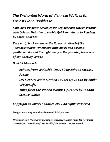 The Enchanted World of Viennese Waltzes for Easiest Piano Booklet M (arr. SilverTonalities)