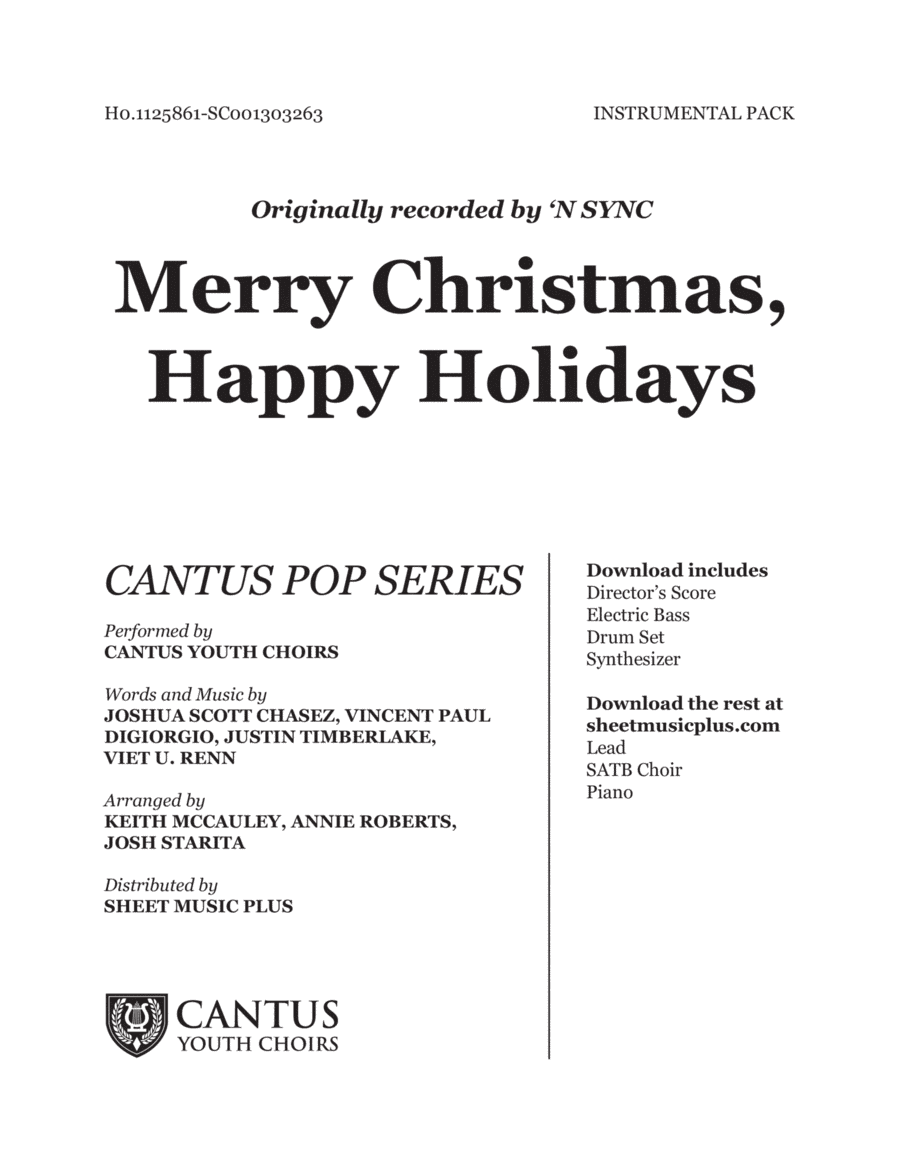 Merry Christmas, Happy Holidays (arr. Cantus Youth Choirs Publishing)