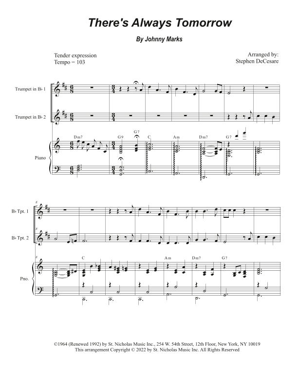 There's Always Tomorrow (arr. Stephen DeCesare)