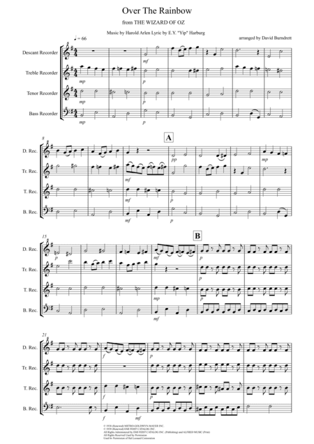 Over The Rainbow (from The Wizard Of Oz) (arr. David Burndrett)