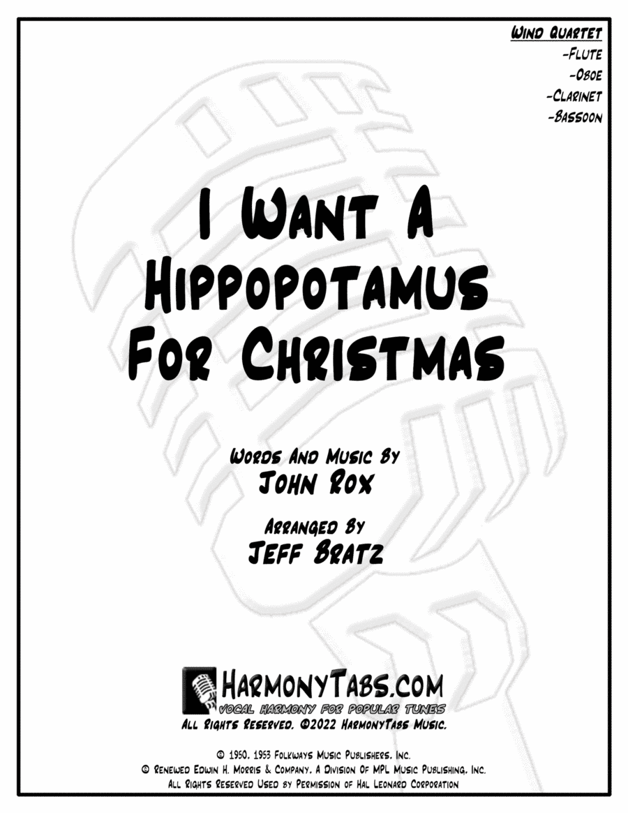 I Want A Hippopotamus For Christmas (Hippo The Hero) (arr. Jeff Bratz)