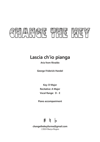 Lascia ch'io pianga - D Major (arr. Sharyn Rogers)