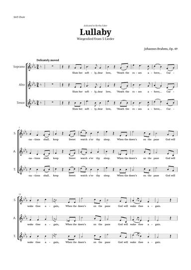 Lullaby by Brahms for SAT Choir (arr. Langanho)