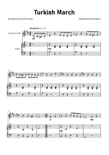 Turkish March by Mozart - Clarinet and Piano (arr. Glauco Fernandes)