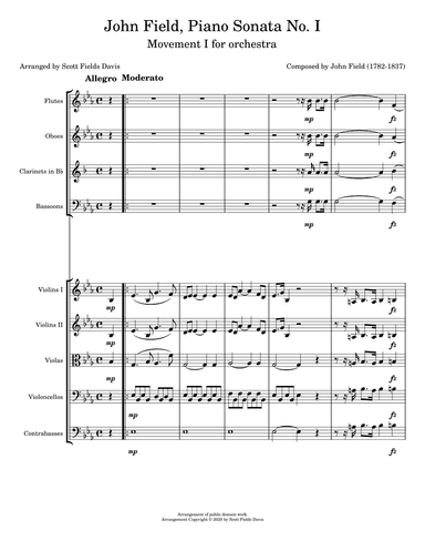 John Field, Sonata I (Movement I) arranged for orchestra by Scott Fields Davis (arr. Scott Fields Davis)