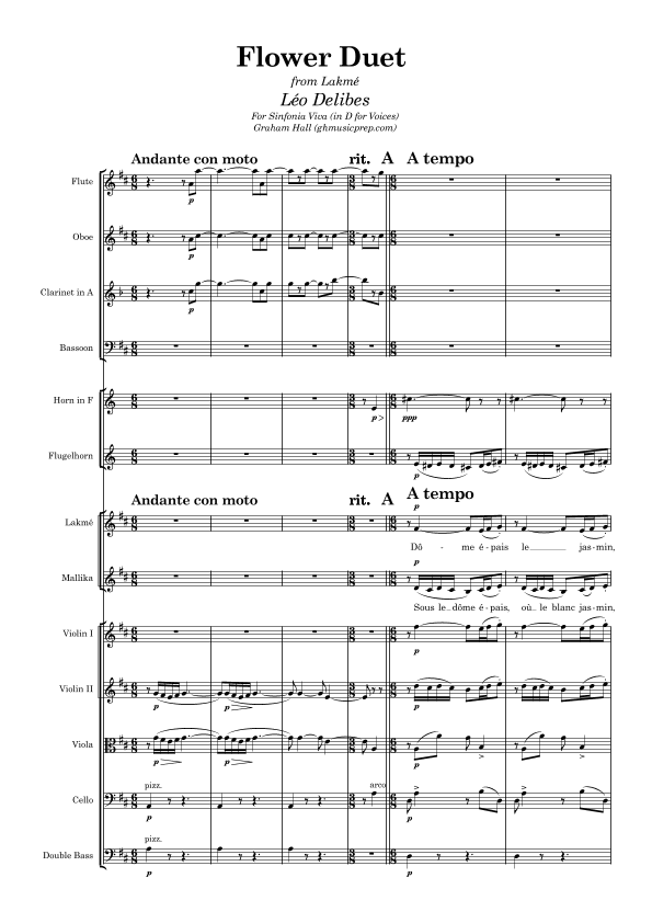 Flower Duet from Lakmé (arr. Graham Hall (ghmusicprep.com))