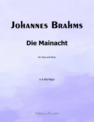 Die Mainacht, by Brahms, in A flat Major (arr. Editions Dao)