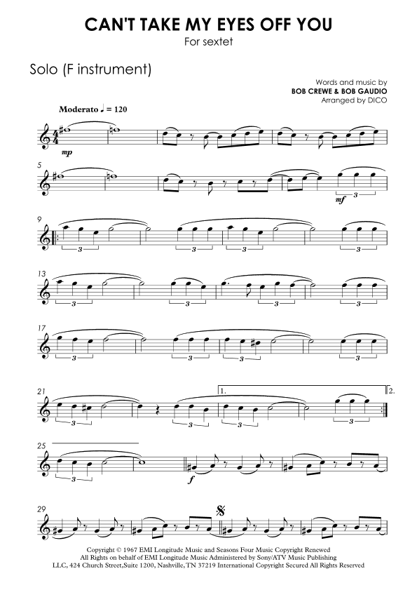 Can't Take My Eyes Off Of You (arr. Dico)