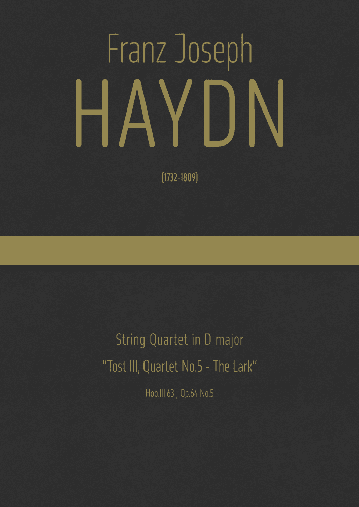 Haydn - String Quartet in D major, Hob.III:63 ; Op.64 No.5 "Tost III, Quartet No.5 - The Lark" (arr. J.G. Cucó Barber)