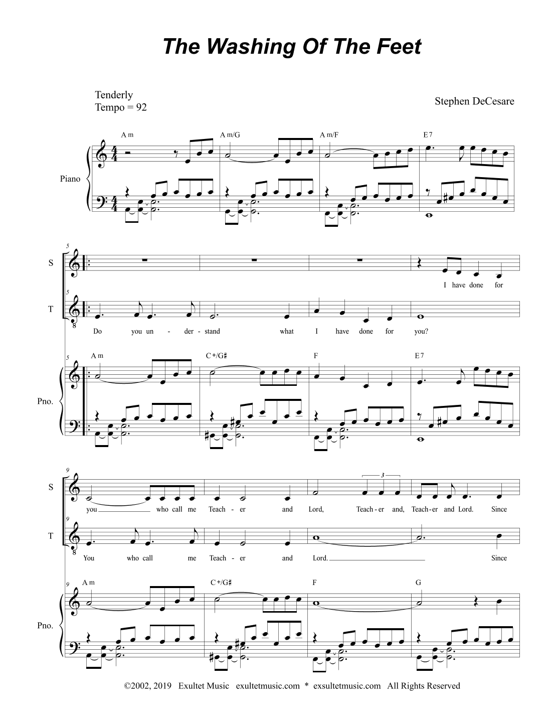The Washing Of The Feet (2-part choir - (Soprano and Tenor)
