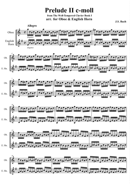 J. S. Bach - Prelude II c-moll from The Well-Tempered Clavier Book I, arr. for Oboe and English Horn (arr. M. Kutsenko)