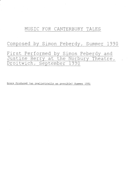 Canterbury Tales, music by Simon Peberdy to accompany the Chaucer made modern script by Phil Woods a