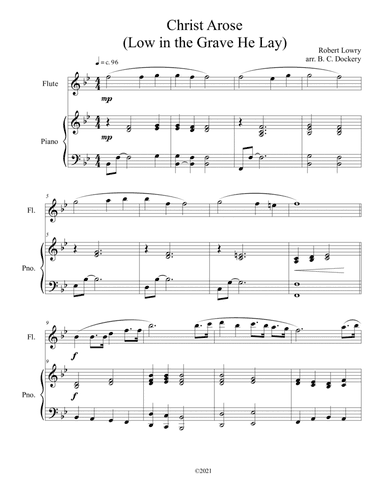 Christ Arose (Low in the Grave He Lay) for solo flute with optional piano (arr. B. C. Dockery)