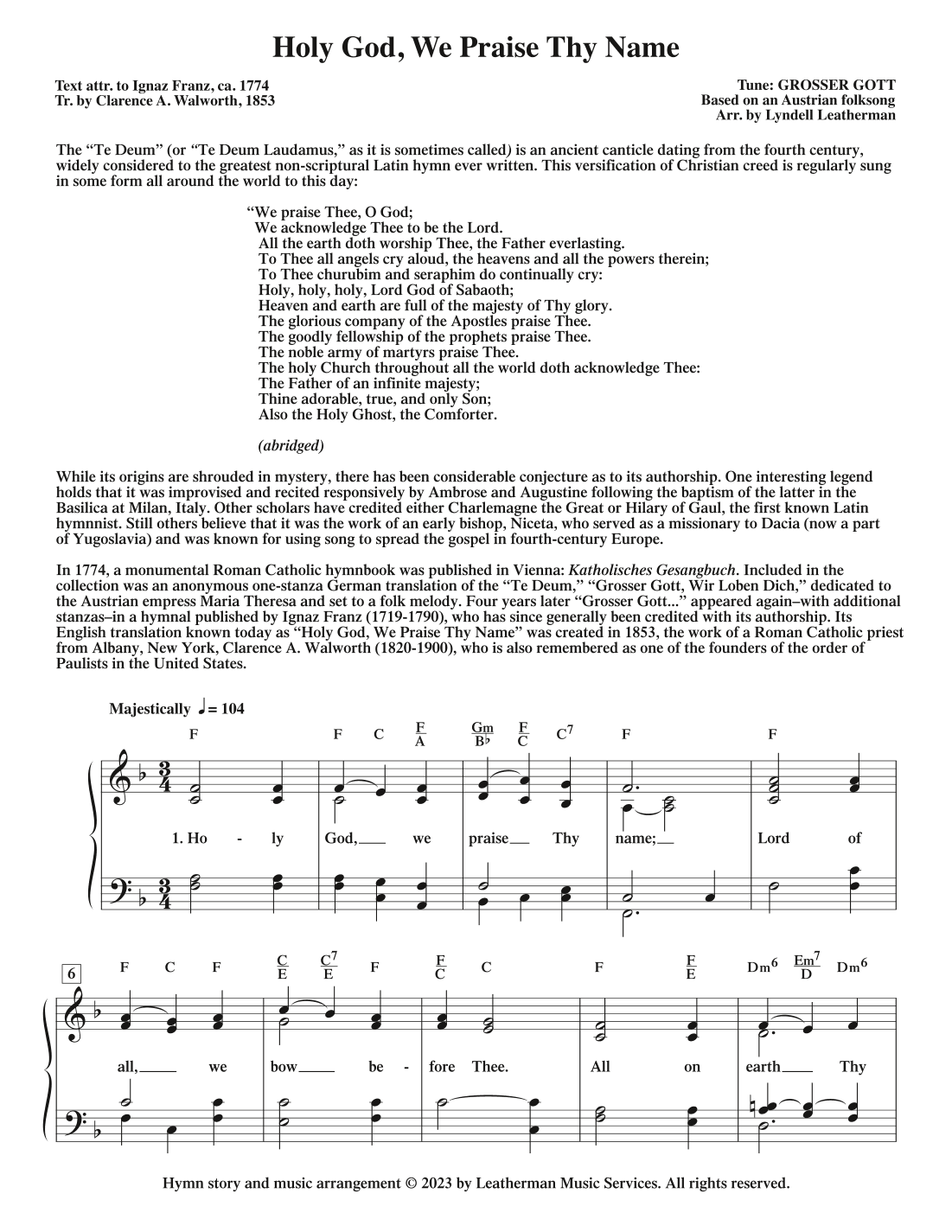Holy God, We Praise Thy Name (arr. Lyndell Leatherman)