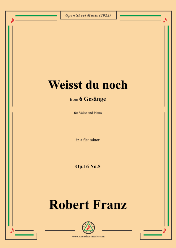 Franz-Weisst du noch,in a flat minor,Op.16 No.5,from 6 Gesange (arr. OSM Press)