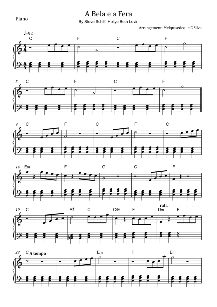 Beauty And The Beast (arr. Melquisedeque C.Silva)