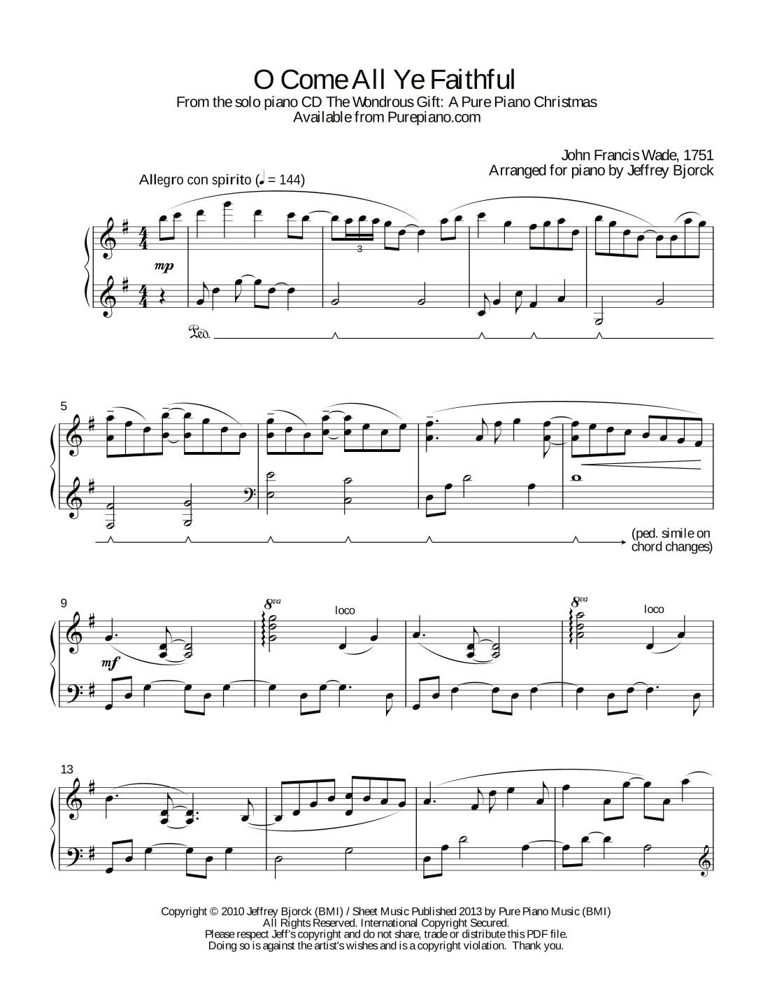 O Come All Ye Faithful (arr. Jeff Bjorck)