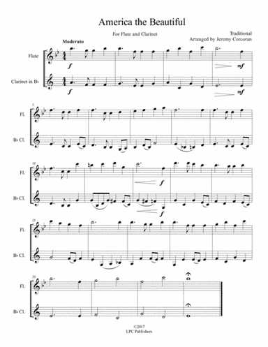 America the Beautiful for Flute and Clarinet (arr. Jeremy Corcoran)