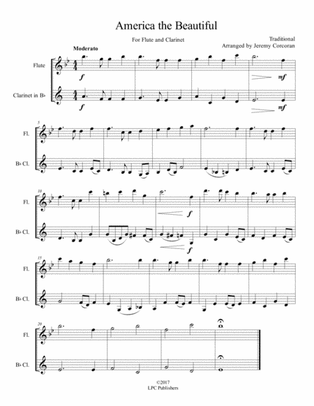 America the Beautiful for Flute and Clarinet (arr. Jeremy Corcoran)