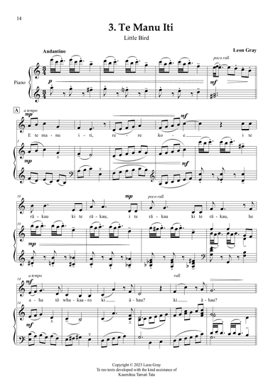 Te Manu Iti (No 3. from "Waiata Reorua mo te Rangatahi (Bilingual Songs for Young People)".