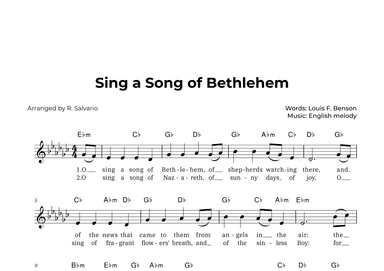 Sing a Song of Bethlehem (Key of E-Flat Minor) (arr. R. Salvario)